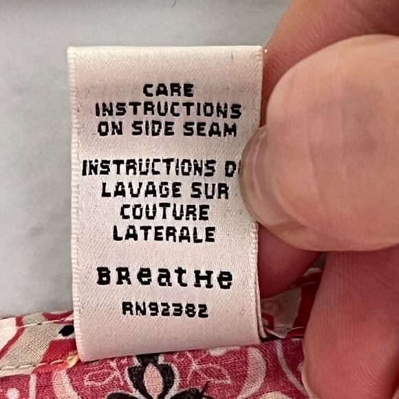 Prana Cotton Tunic Pink White Patterned Fabric V-Neck Split Hem Bottom Sleeves S - Picture 11 of 12